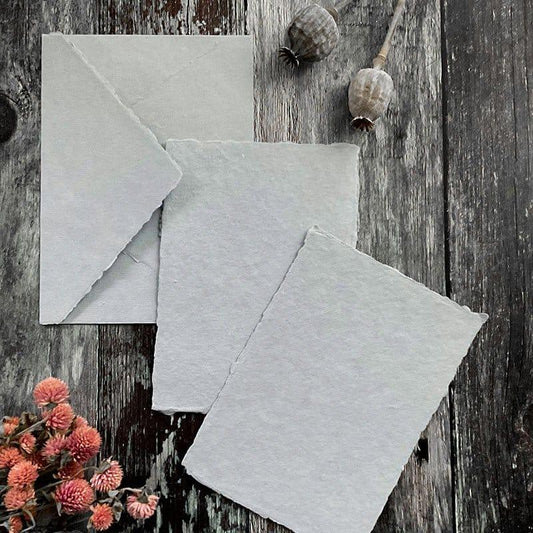 Grey handmade paper card and envelopes