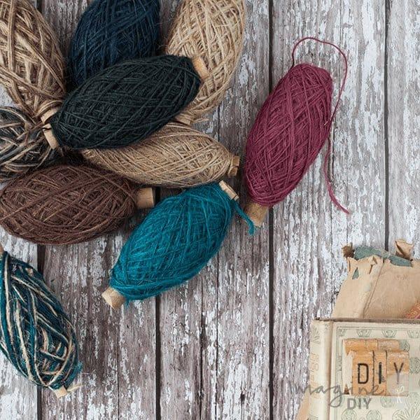Rolls of flax cord in various colours. Natural string for gardening, gift wrapping, floristry and crafting projects.