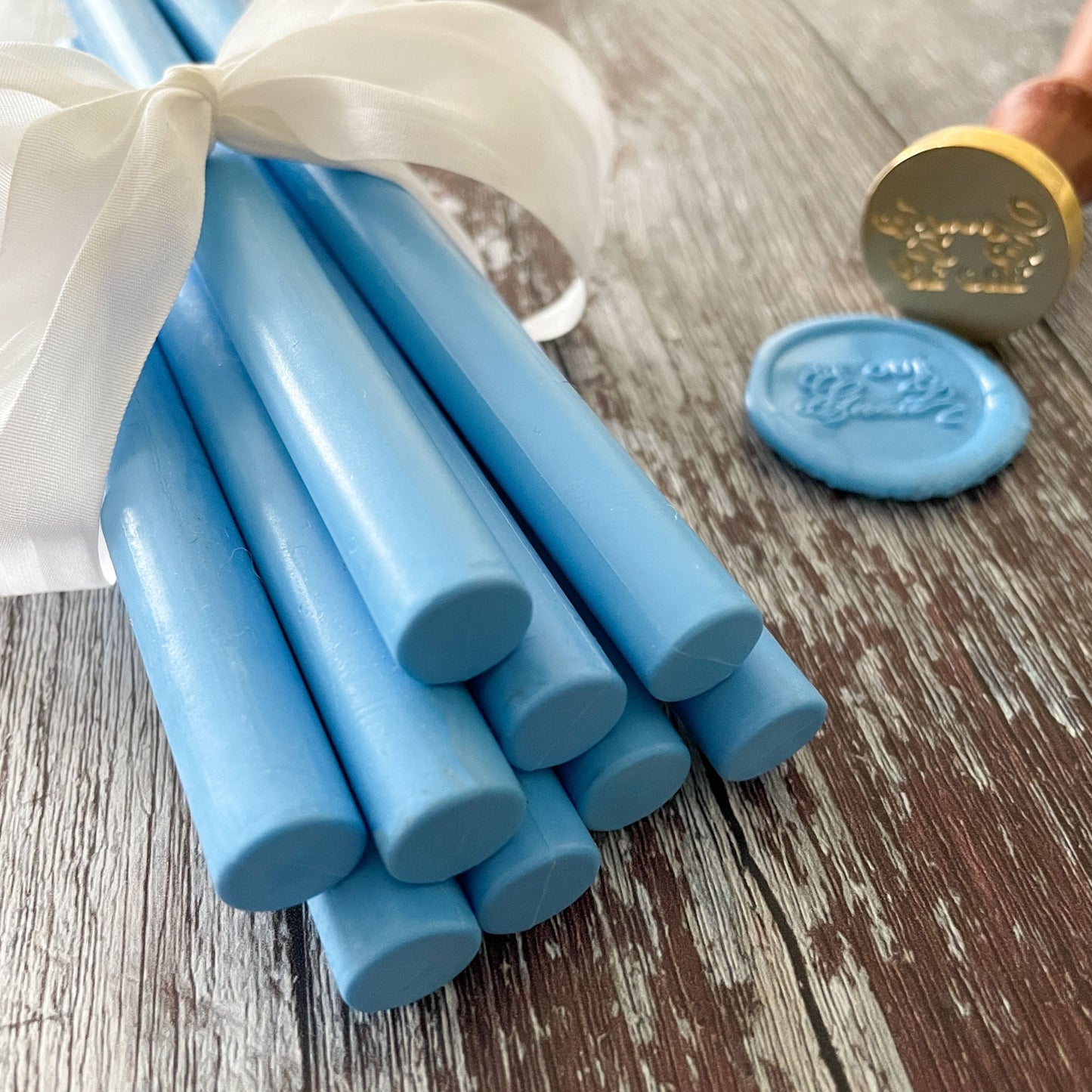 Sealing Wax Stick in Cornflower Blue wax seals thenaturalpapercompany