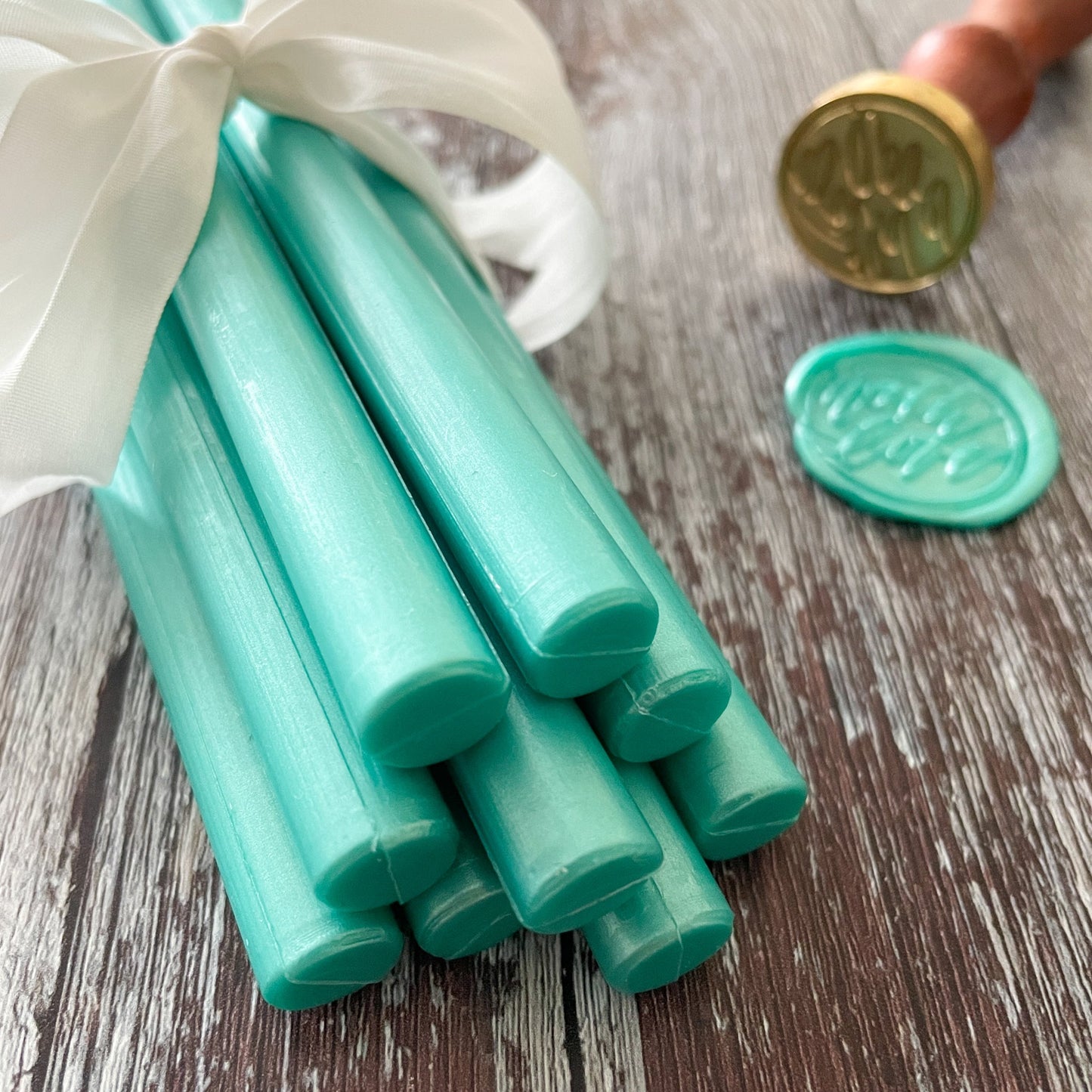 Sealing Wax Stick in Turquoise wax seals thenaturalpapercompany