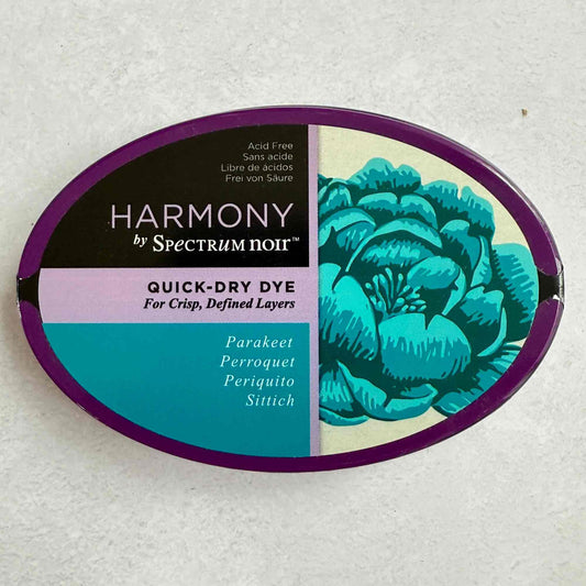 Harmony by Spectrum Noir quick-dry dye container with a floral design on a white background