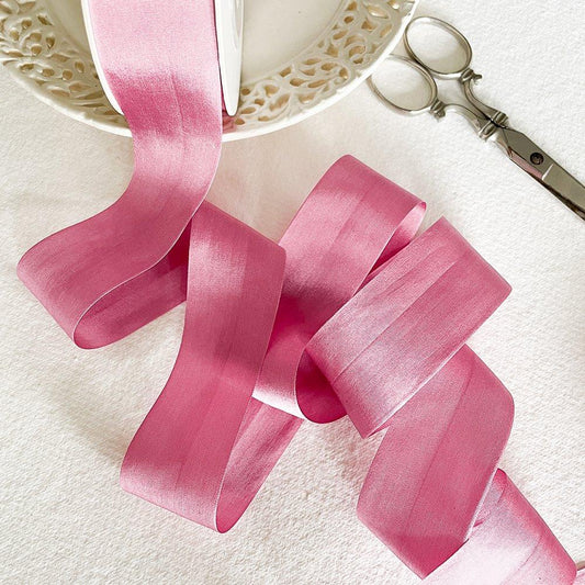 Silk Closed Edge Ribbon in a Soft Raspberry color