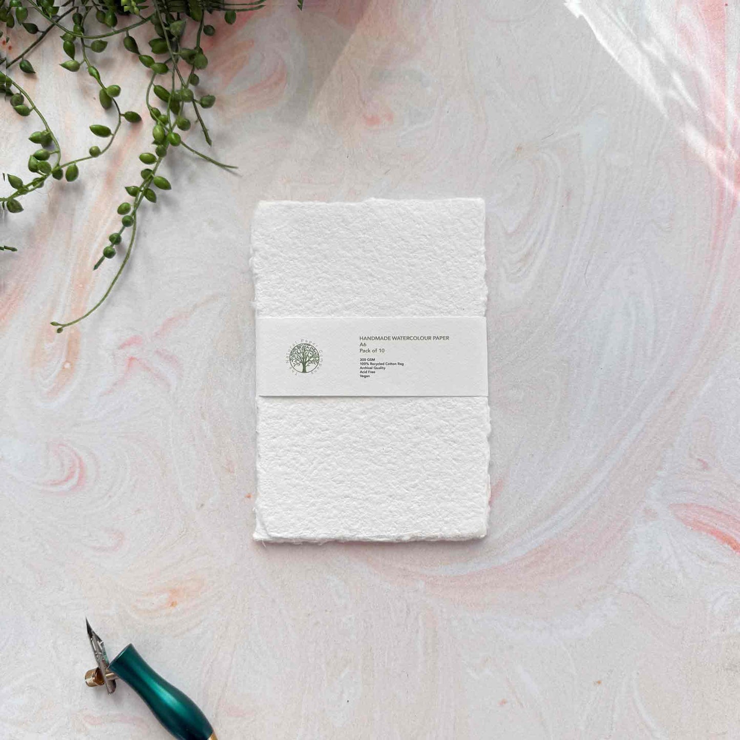 a6 watercolour paper with a deckled edge