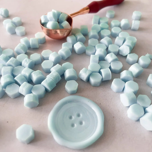 aquamarine wax beads for stamps