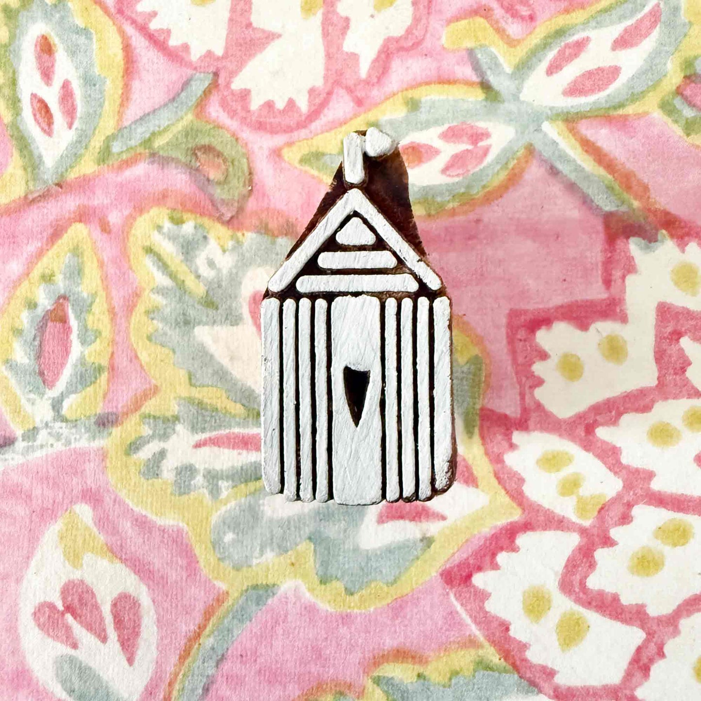 retro beach hut design wooden stamp