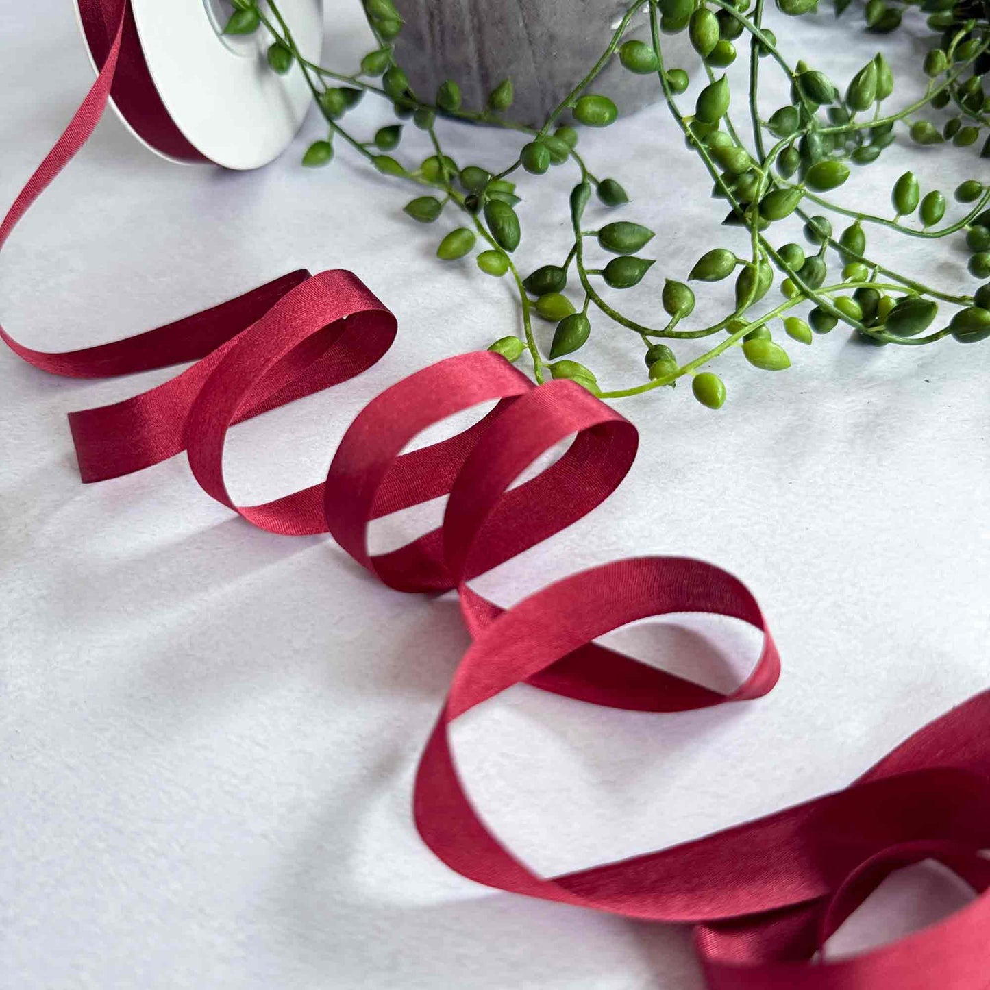 narrow burgundy silk ribbon 13mm wide