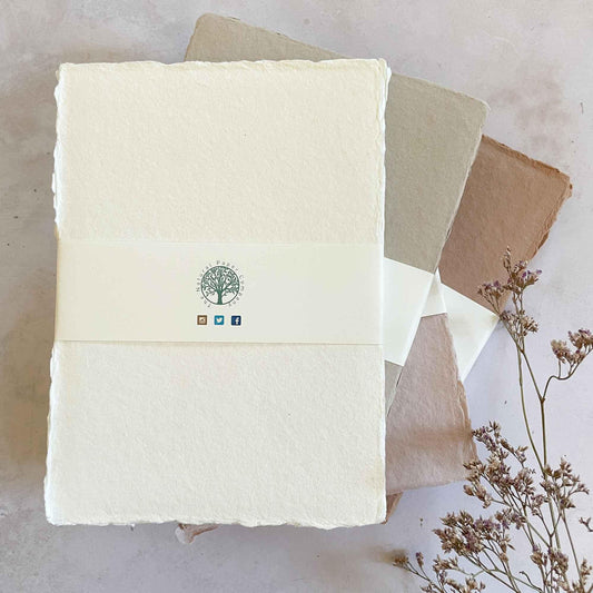 Cotton Rag Paper and Card by The Natural Paper Company. Natural Colour Paper and card with deckled edges