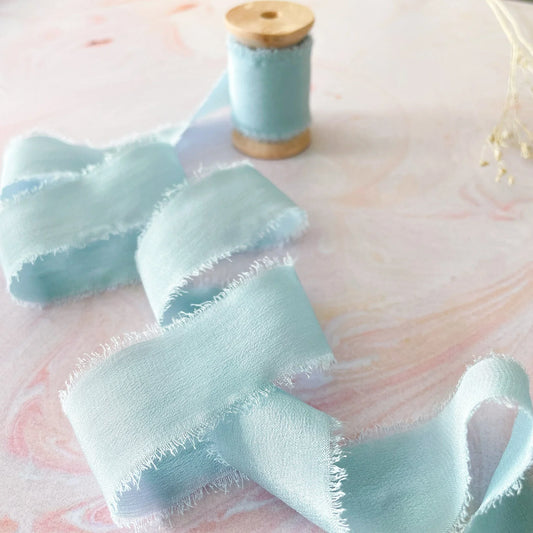 Silk Ribbon in Dusky Pale Blue