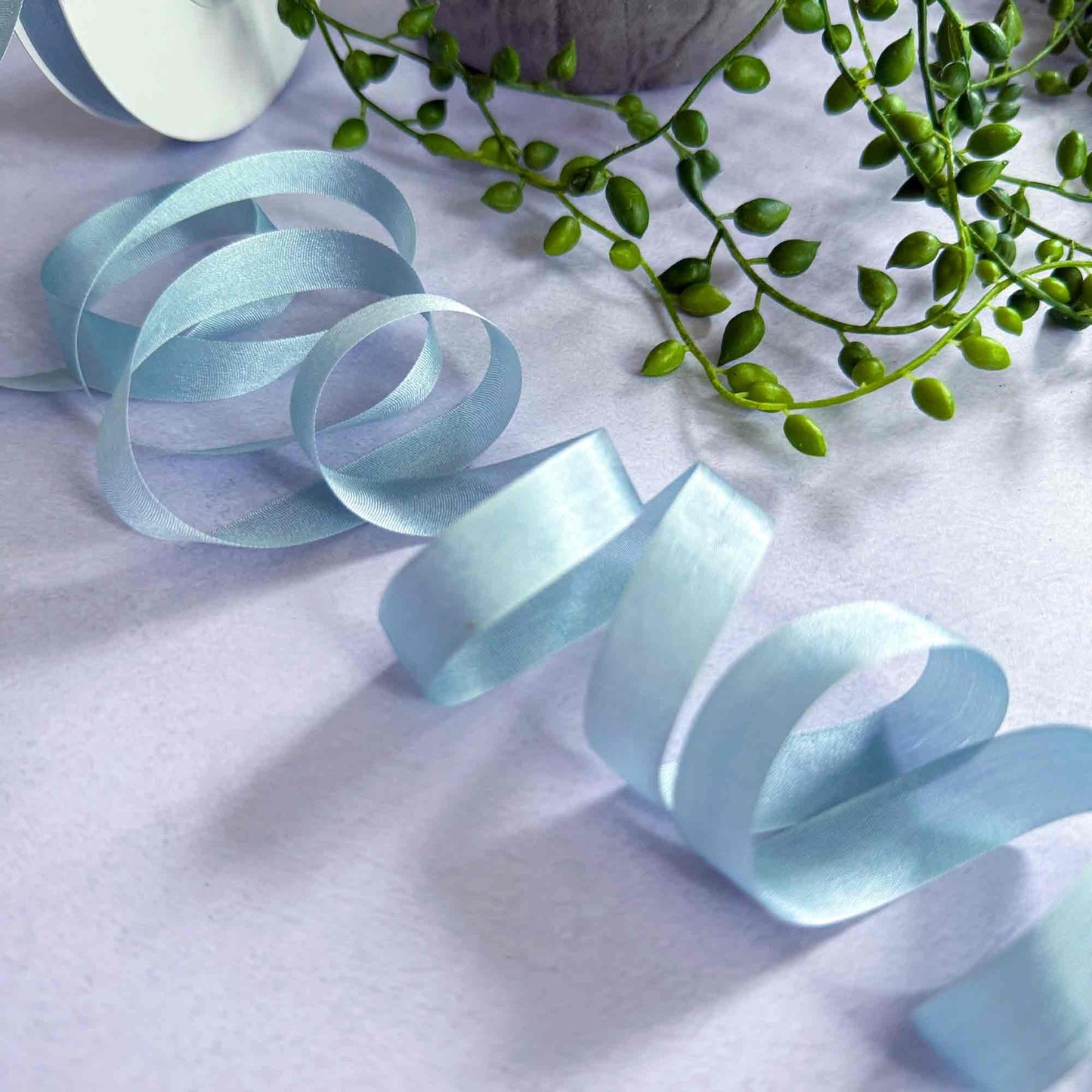 thin silk ribbon in light blue