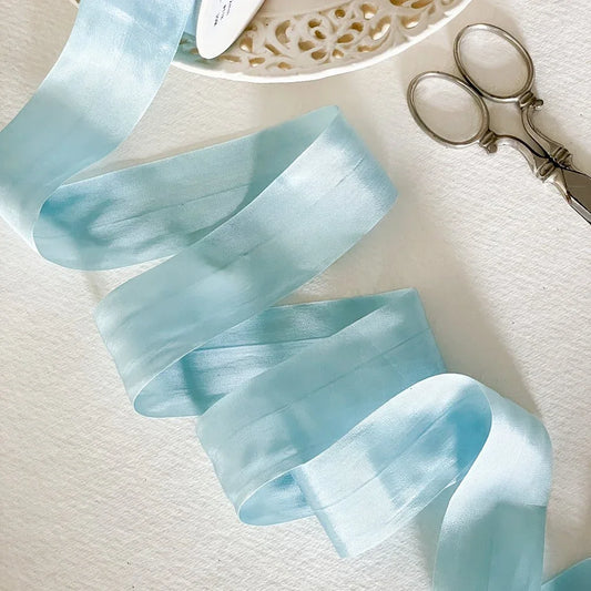 Dusty Pale Blue Silk Ribbon