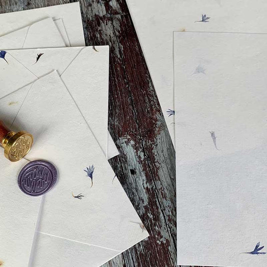 Cornflower Floral Handmade Paper and Envelope Set
