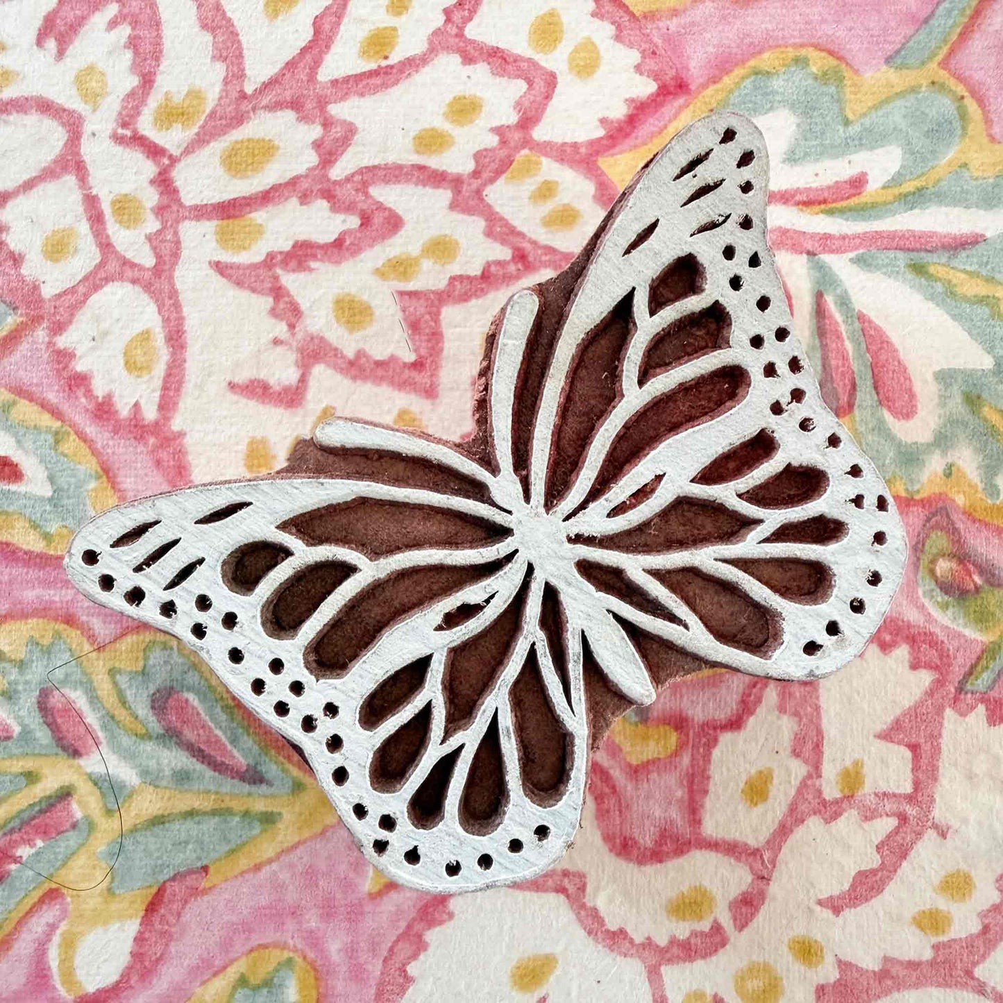 butterfly design wood block stamp