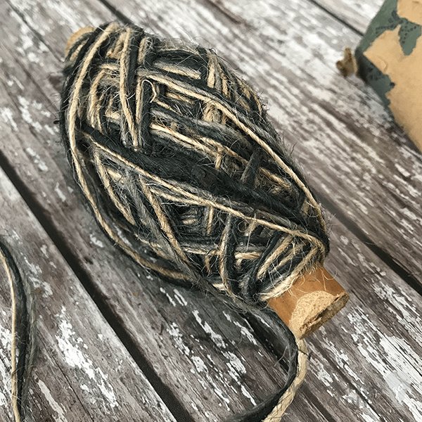 decorative flaxcord in grey, blue nad natural. Tri coloured flax string for gift wrapping and floristry. By The Natural Paper Company