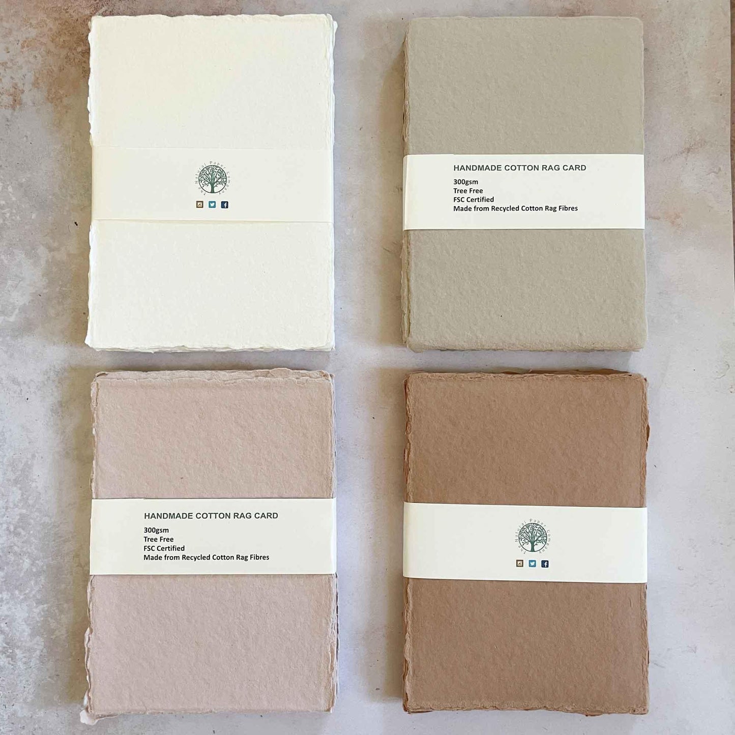 Handmade cotton rag paper and card by The Natural Paper Company. Tree Free Paper