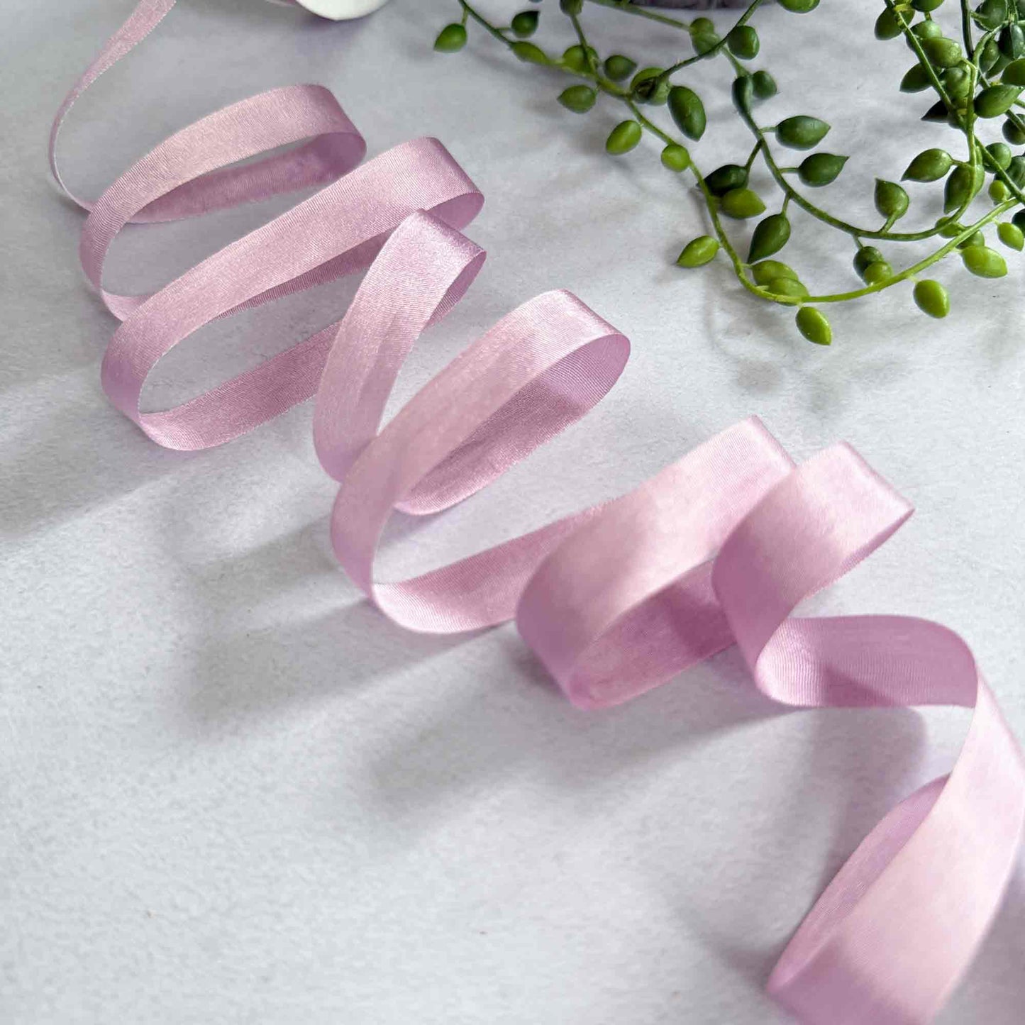 narrow silk ribbon in lilac