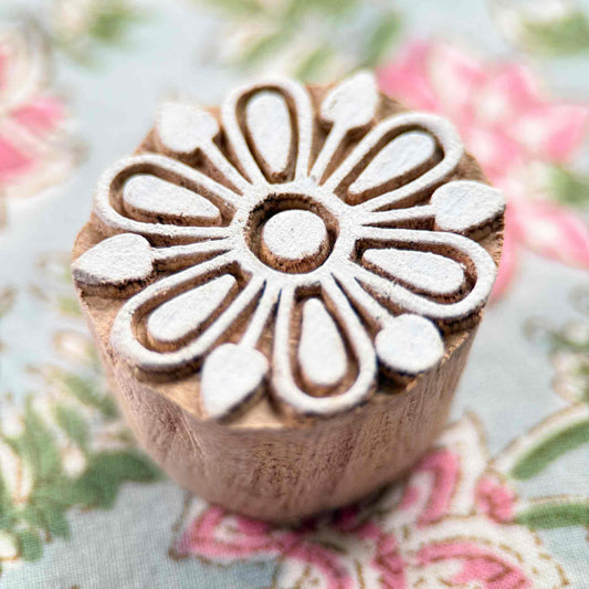 wooden stamp with floral design for block printing