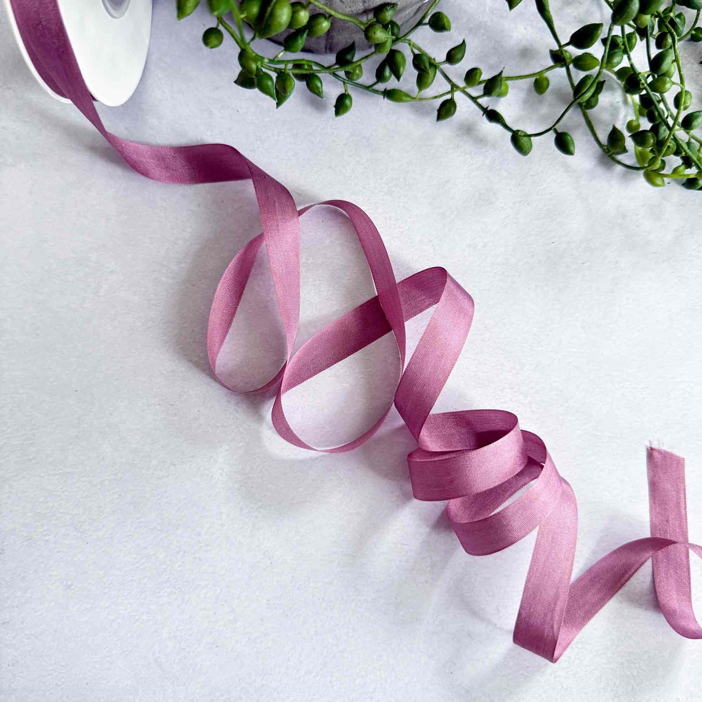 1cm silk ribbon in mauve