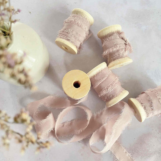 narrow silk ribbon in nude blush