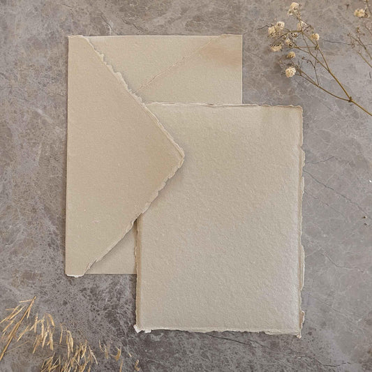 natural handmade cotton rag paper and envelope