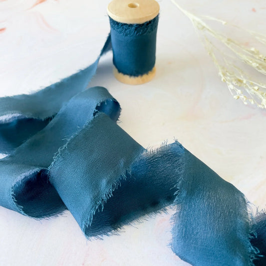 Silk ribbon in navy