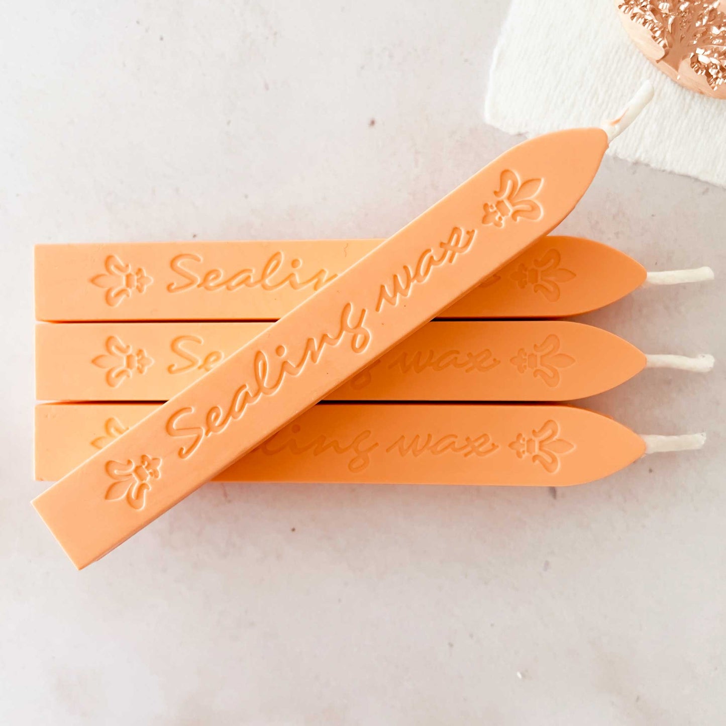 Orange Sherbet Sealing Wax Stick with Wick sealing wax thenaturalpapercompany