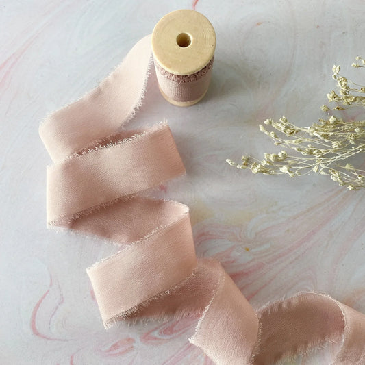 blush pink silk ribbon or nude pink silk ribbon