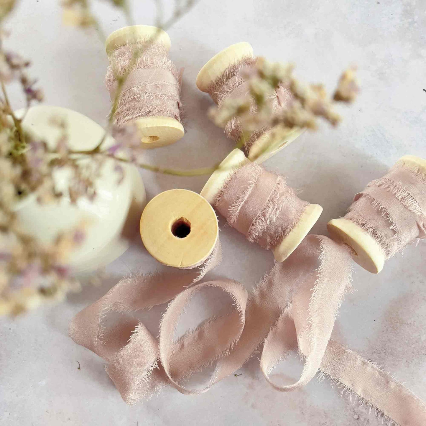 nude blush silk ribbon 1cm wide