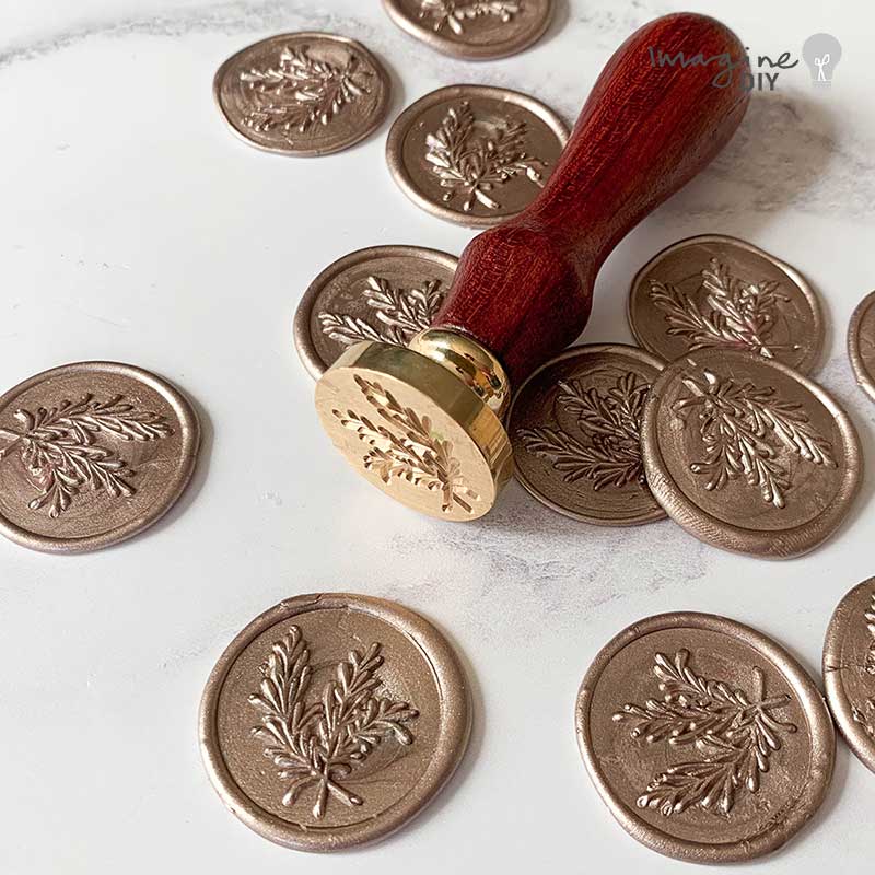 Olive leaf design wax stamp. Make wax seals with a botanical design. Natural sealing wax stamp By The Natural Paper Company