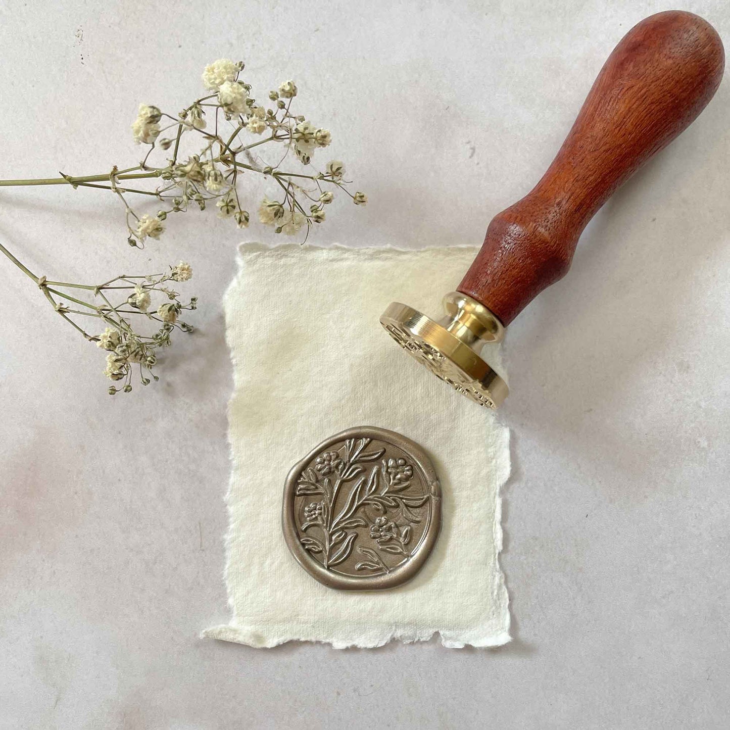 Orchard Sealing Wax Stamp. Use with eco friendly sealing wax to create pretty floral wax seals. Unique designs by The Natural Paper Company