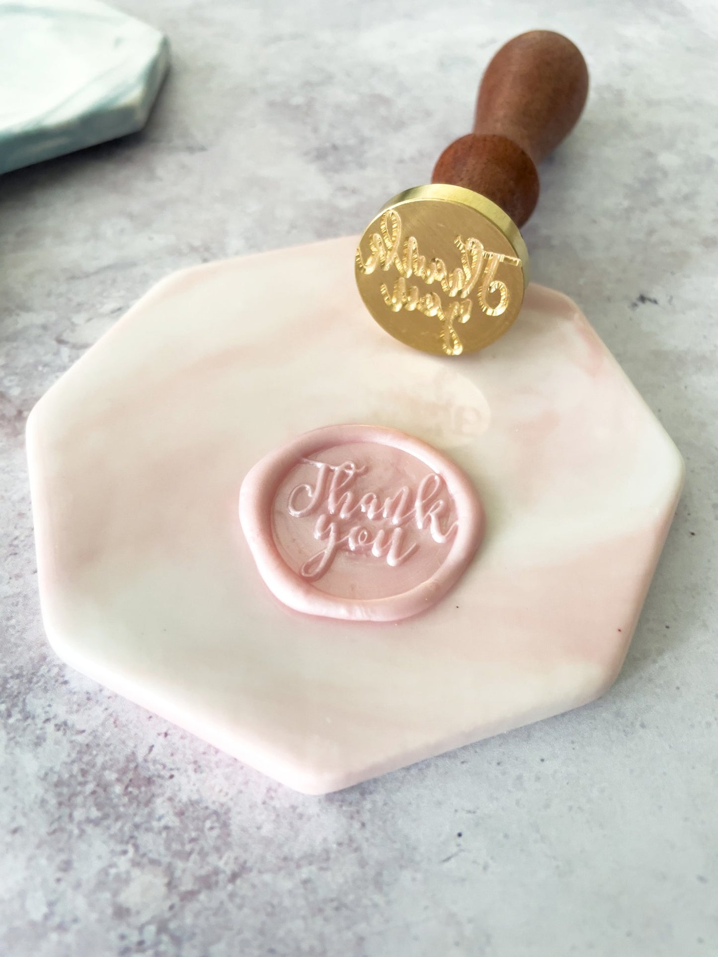 Pink marble ceramic wax mat for making wax seals. by The Natural Paper Company