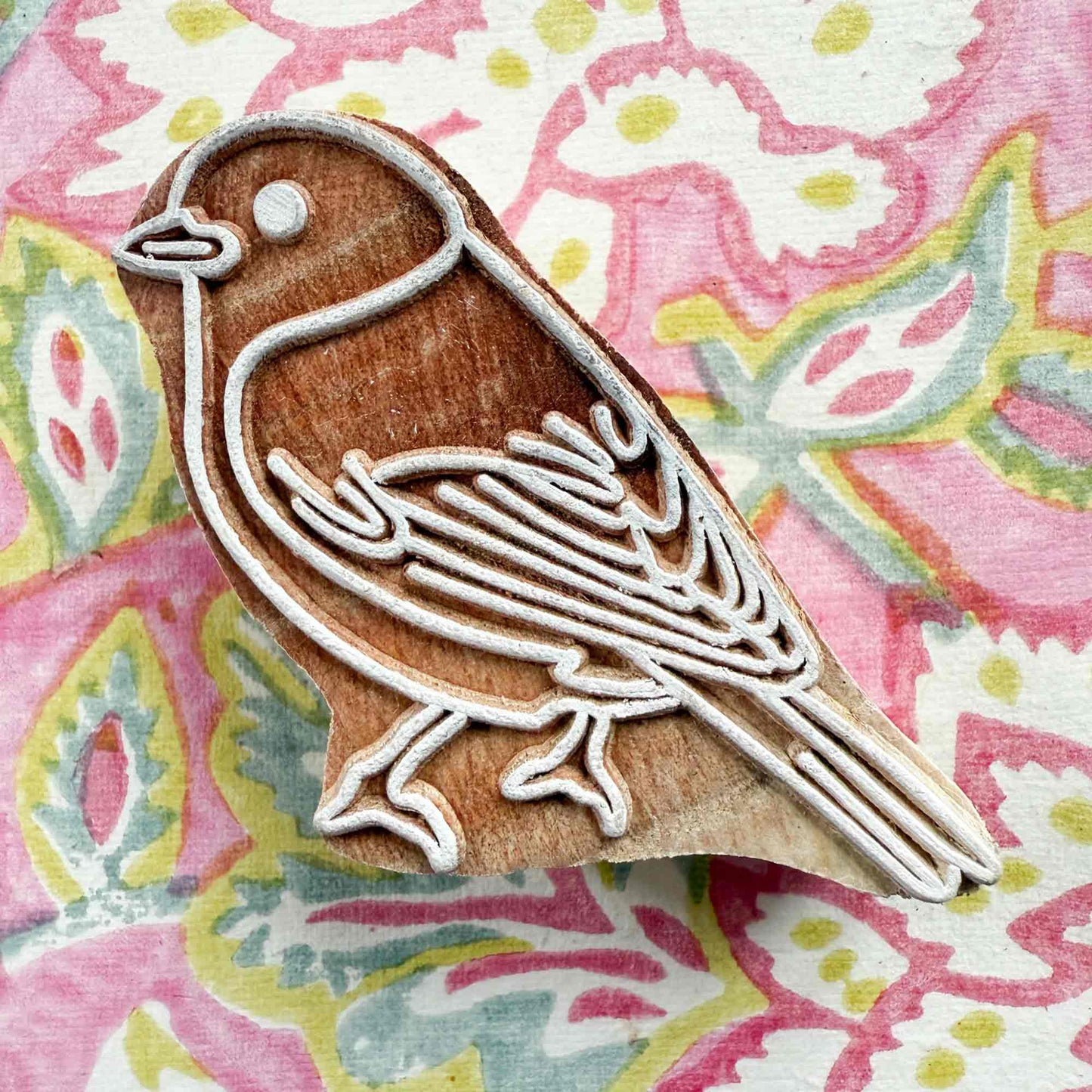 Wooden stamp with bird design