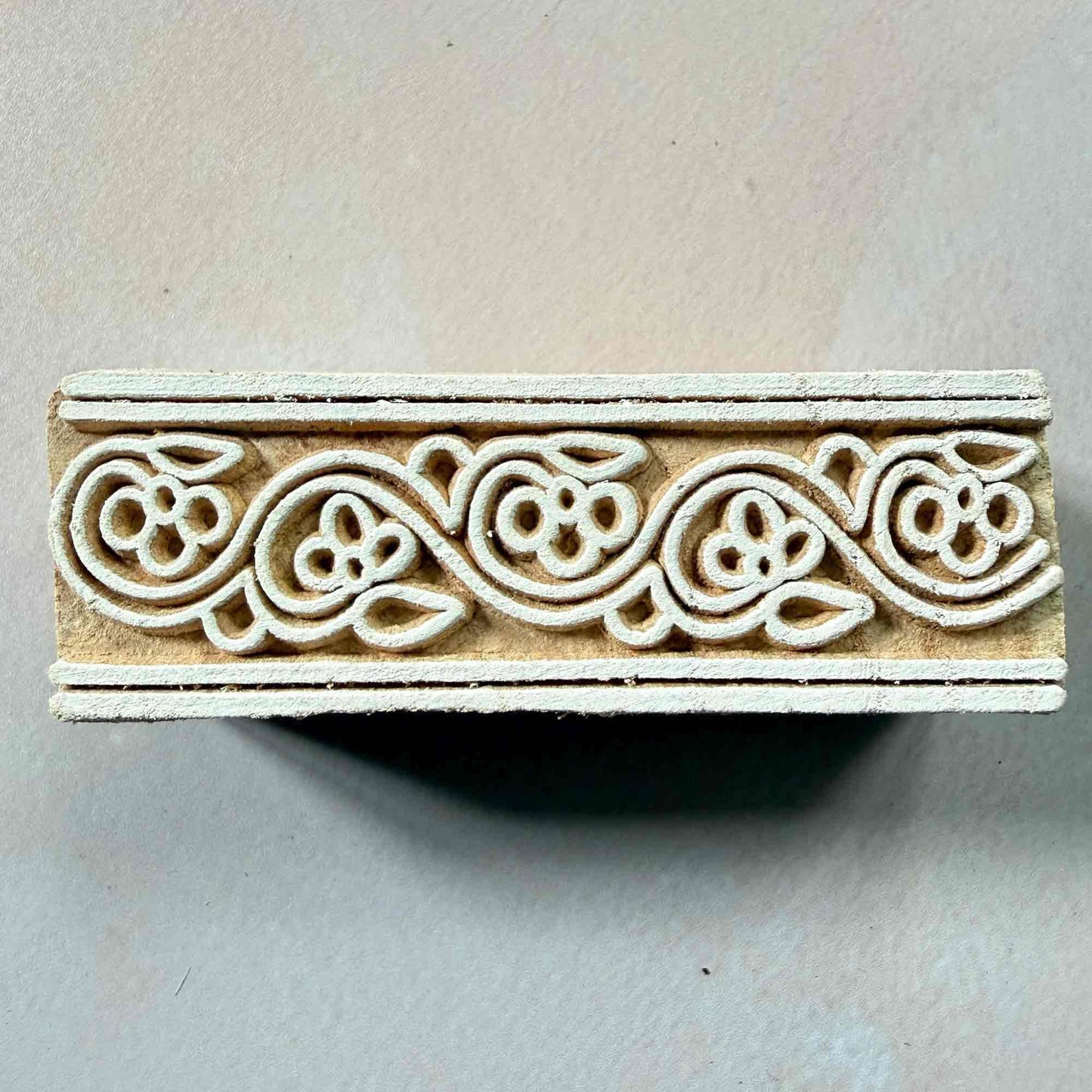 Floral wooden stamp for creating border prints