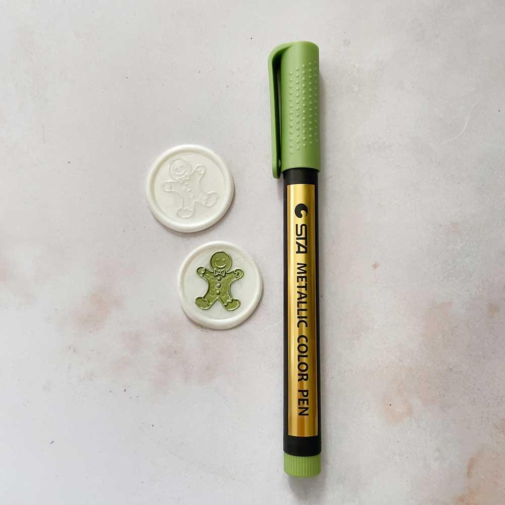 Olive green highlighter pen for wax seals. Add detail to your wax seals. By The Natural Paper Company