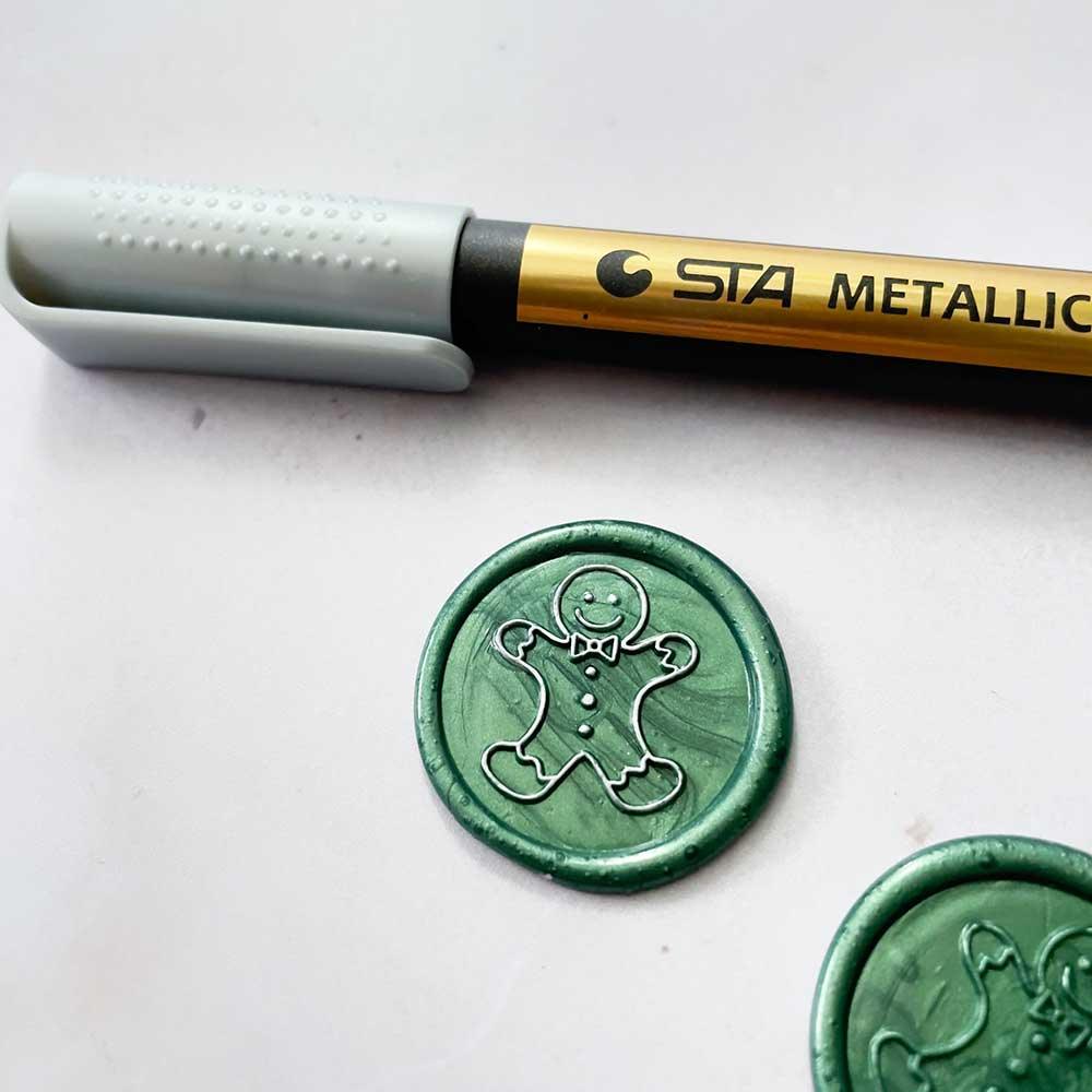 Silver highlighting pen for decorating wax seals. Sealing Wax Highlighter pen in silver. By The Natural Paper Company