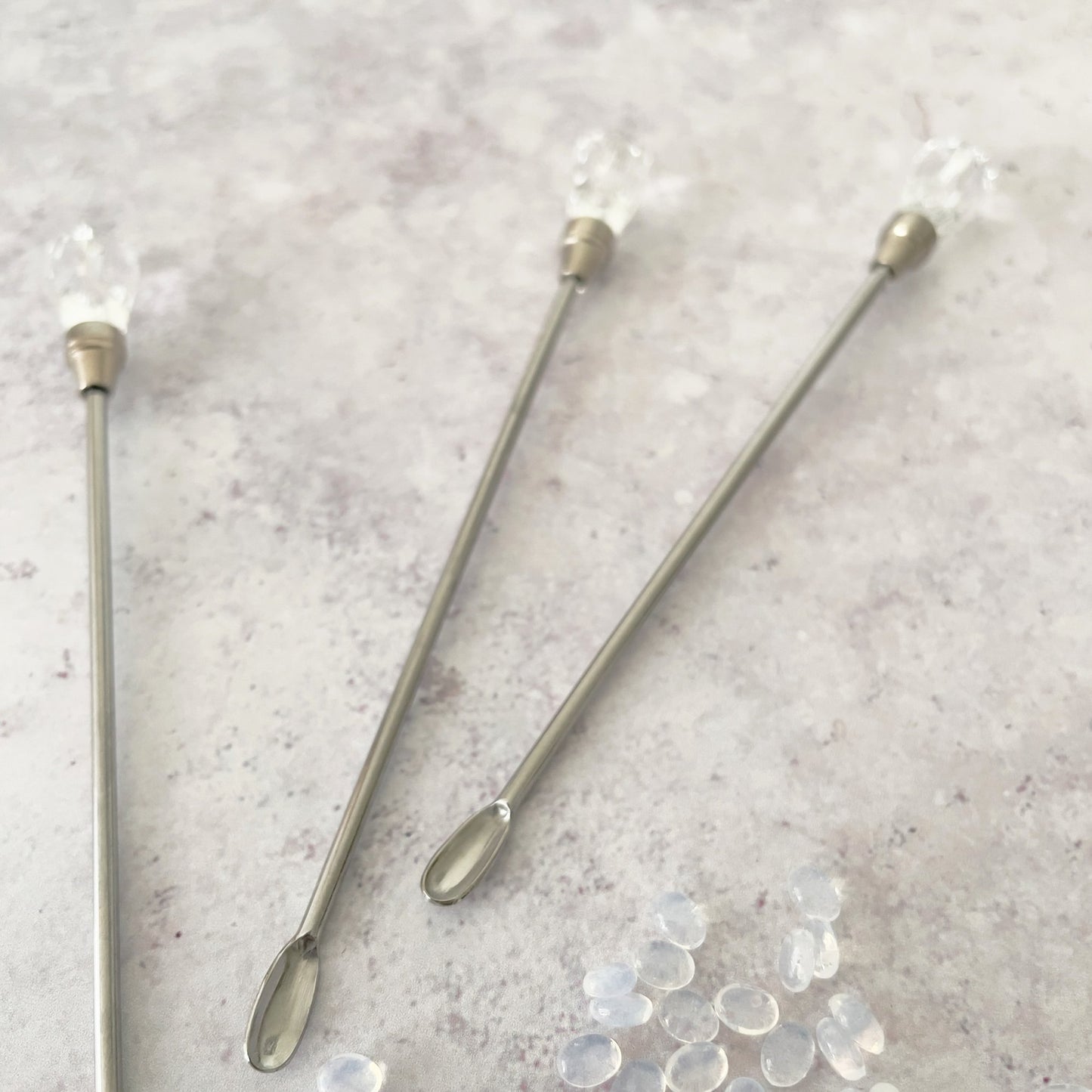 Sealing Wax Stirring Bar with a clear crystal head. Stirrer for making wax seals. By The Natural Paper Company