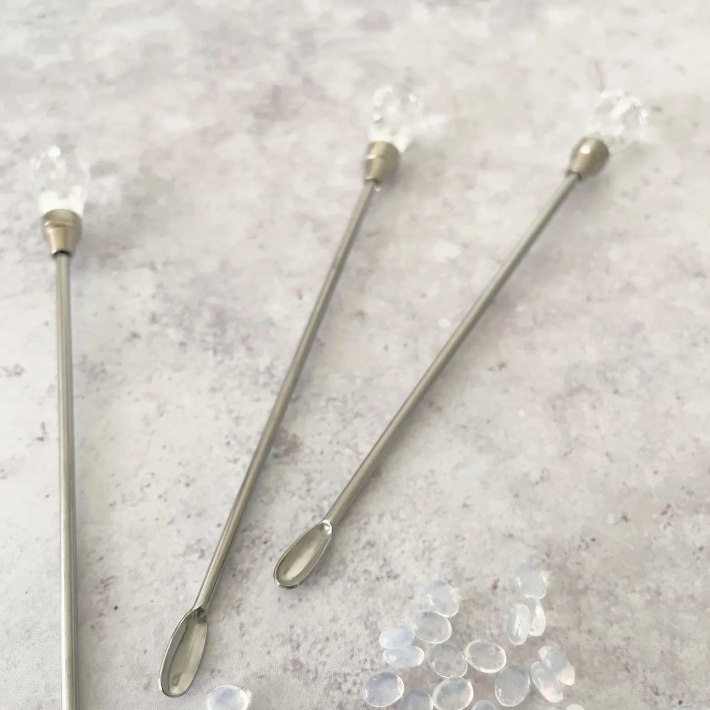 Sealing Wax Stirring Bar with a clear crystal head. Stirrer for making wax seals. By The Natural Paper Company