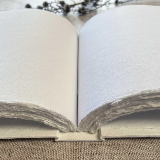White Handmade Cotton Rag Notebook