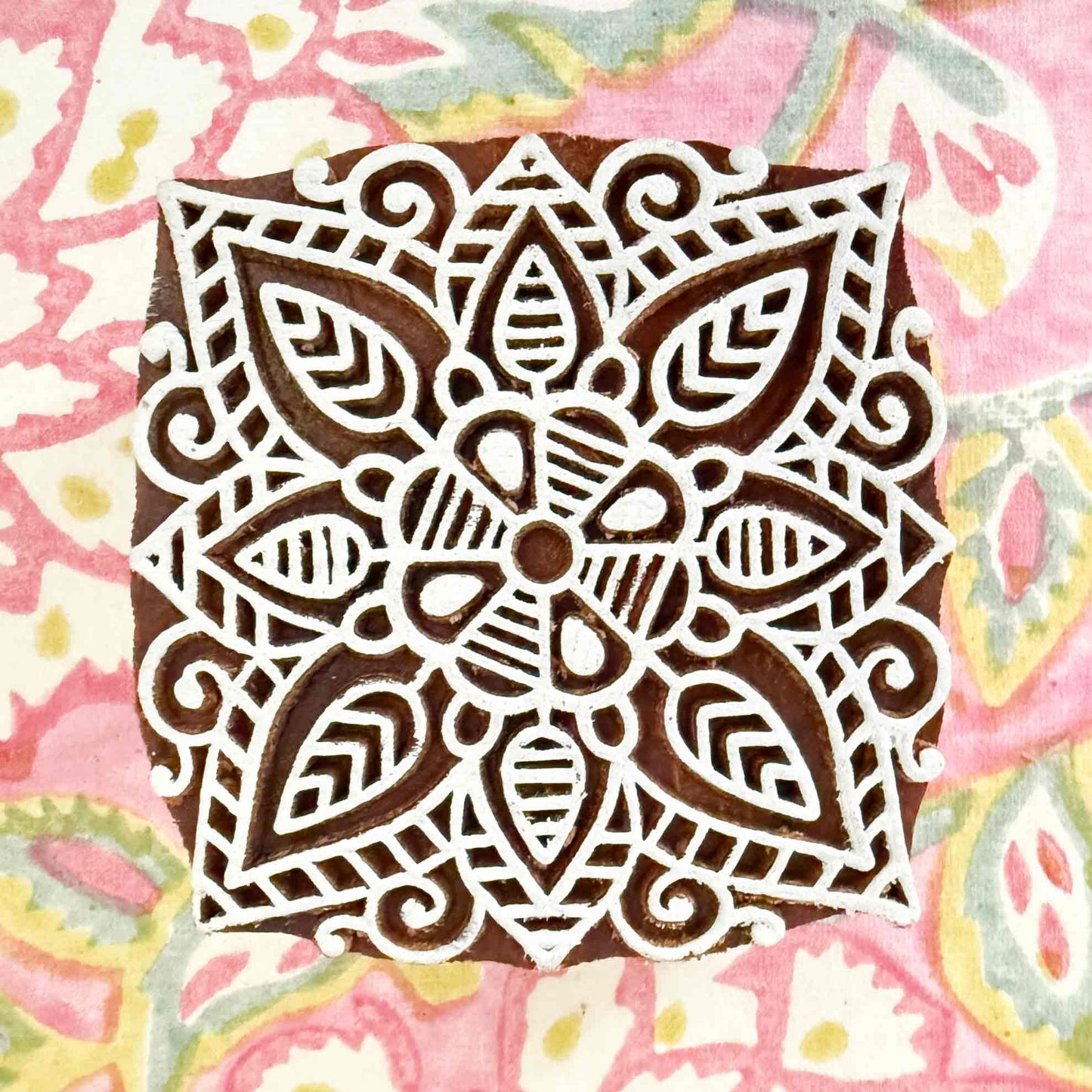 mandala style wood block stamp