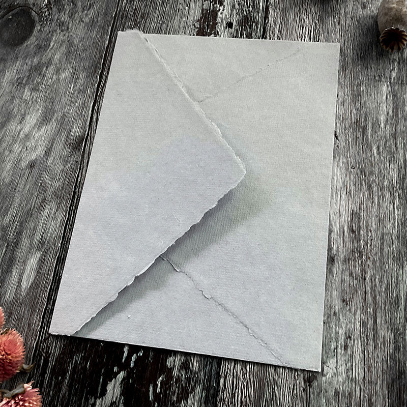 Light Grey Handmade Paper Envelope with deckled edge thenaturalpapercompany