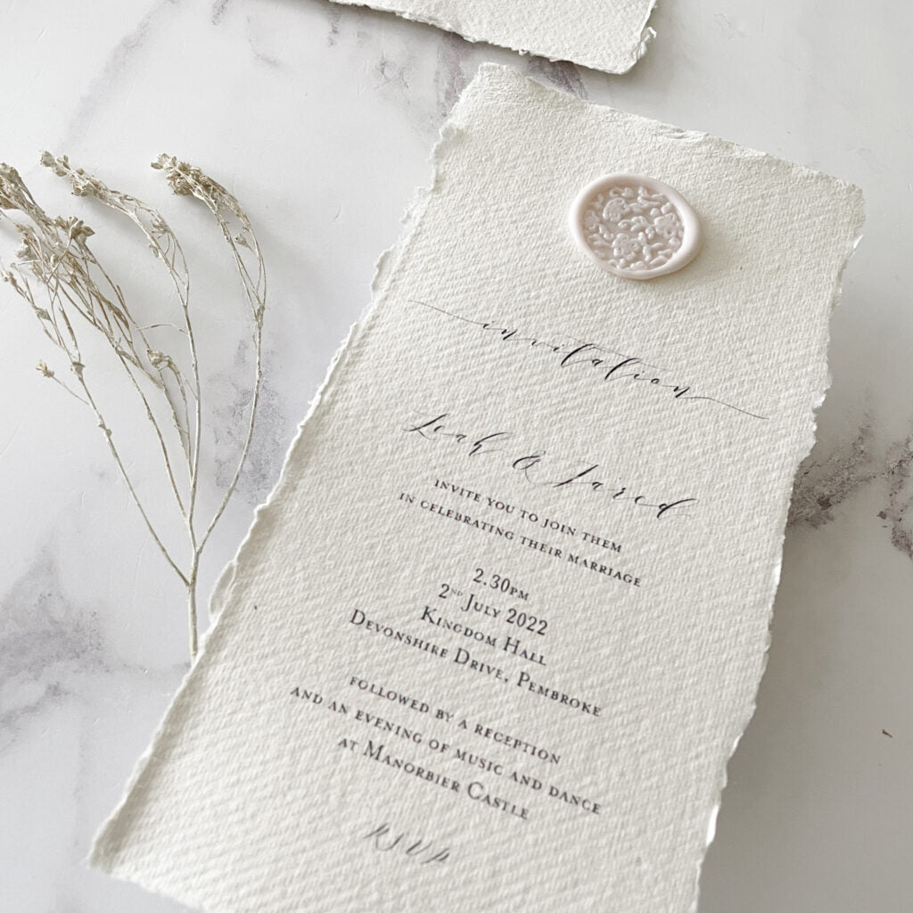 DL Size Wedding Invitation made using Handmade Card in Natural White - 320 gsm thenaturalpapercompany