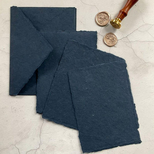 Navy Handmade Paper Envelope