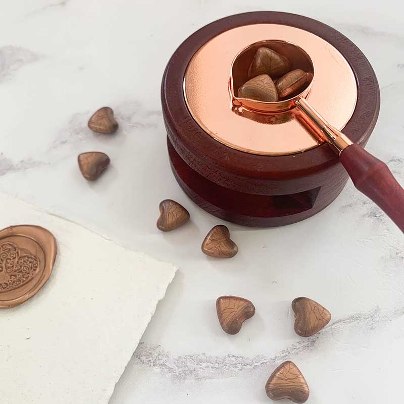 Wooden Wax Melting Furnace and Spoon wax seals thenaturalpapercompany