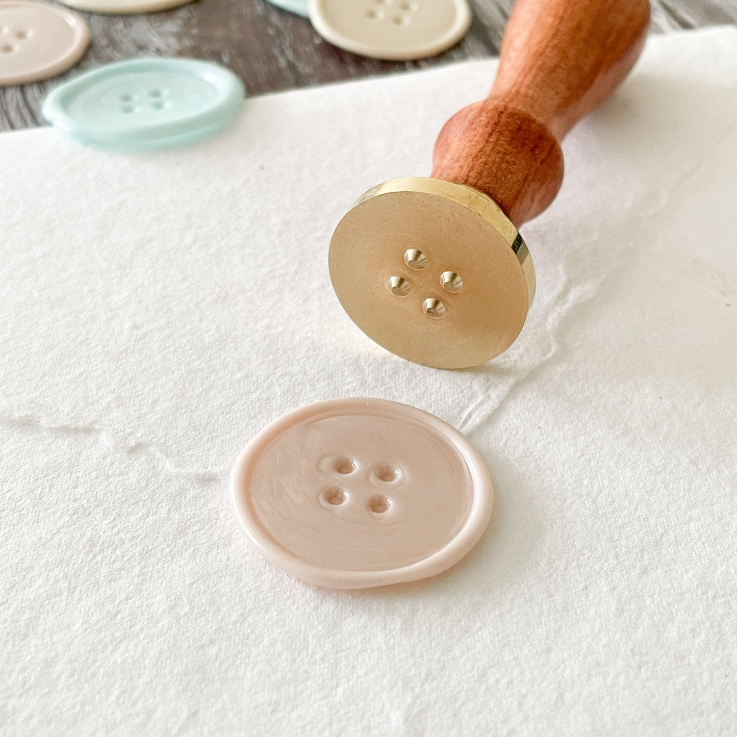 Cute as a button wax seal stamp. Make cute wax seals in the shape of a button. By The Natural Paper Company
