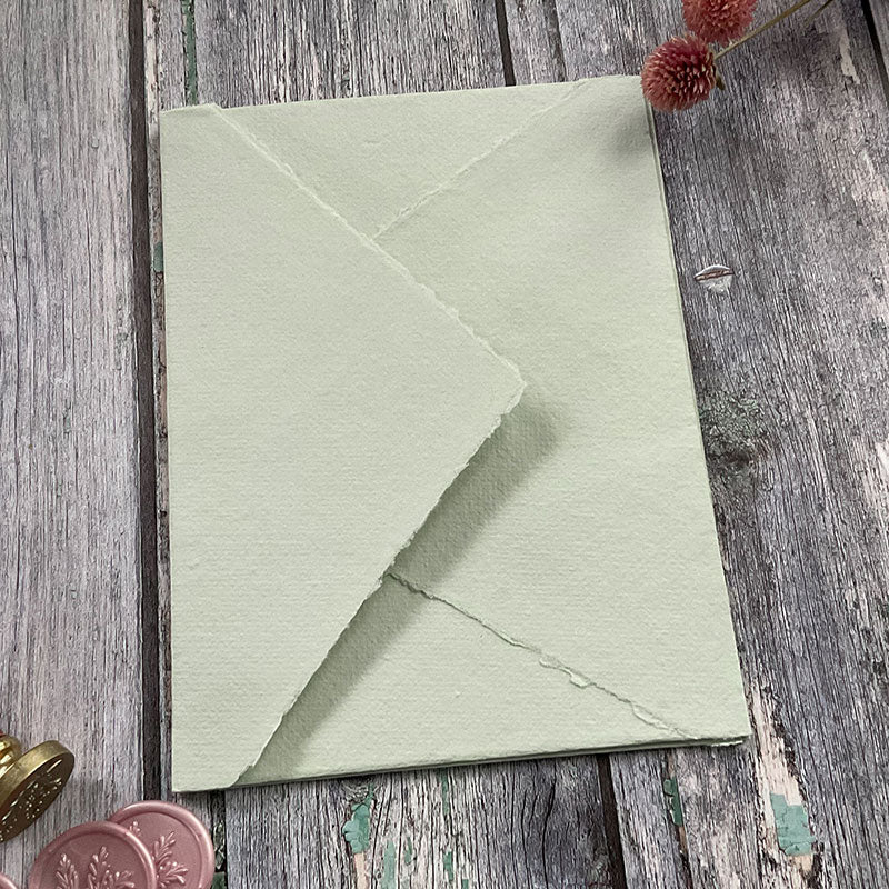 Light Green 5x7 Handmade Paper Envelope from thenaturalpapercompany