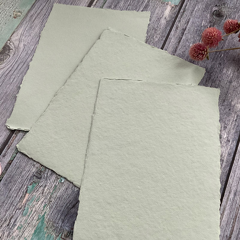 Light Green Handmade Card with a deckled edge thenaturalpapercompany