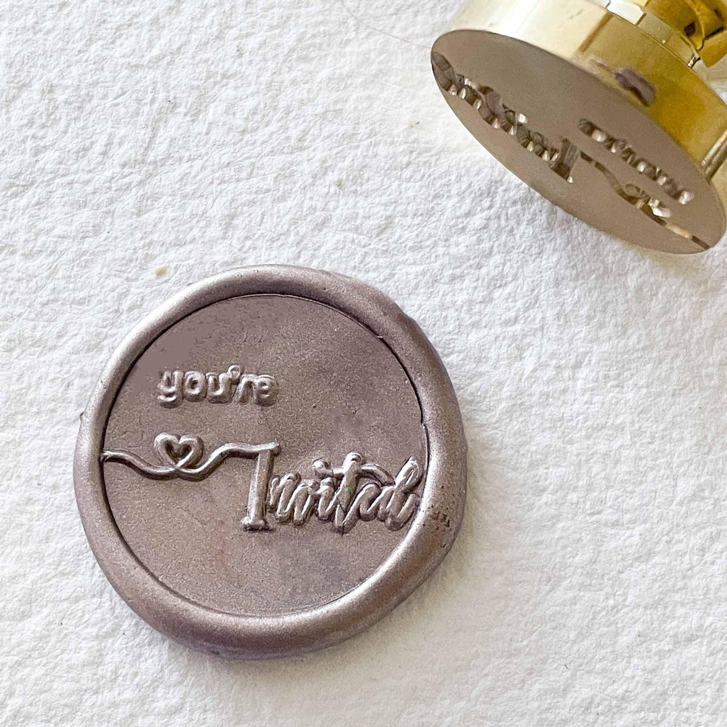 You're invited wax seal stamp for invitations and envelopes. Brass sealing wax stamp with a wooden handle. By The Natural Paper Company