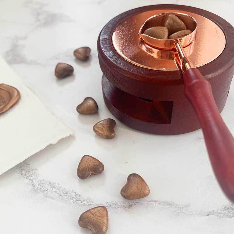 Wooden Wax Melting Furnace and Spoon wax seals thenaturalpapercompany
