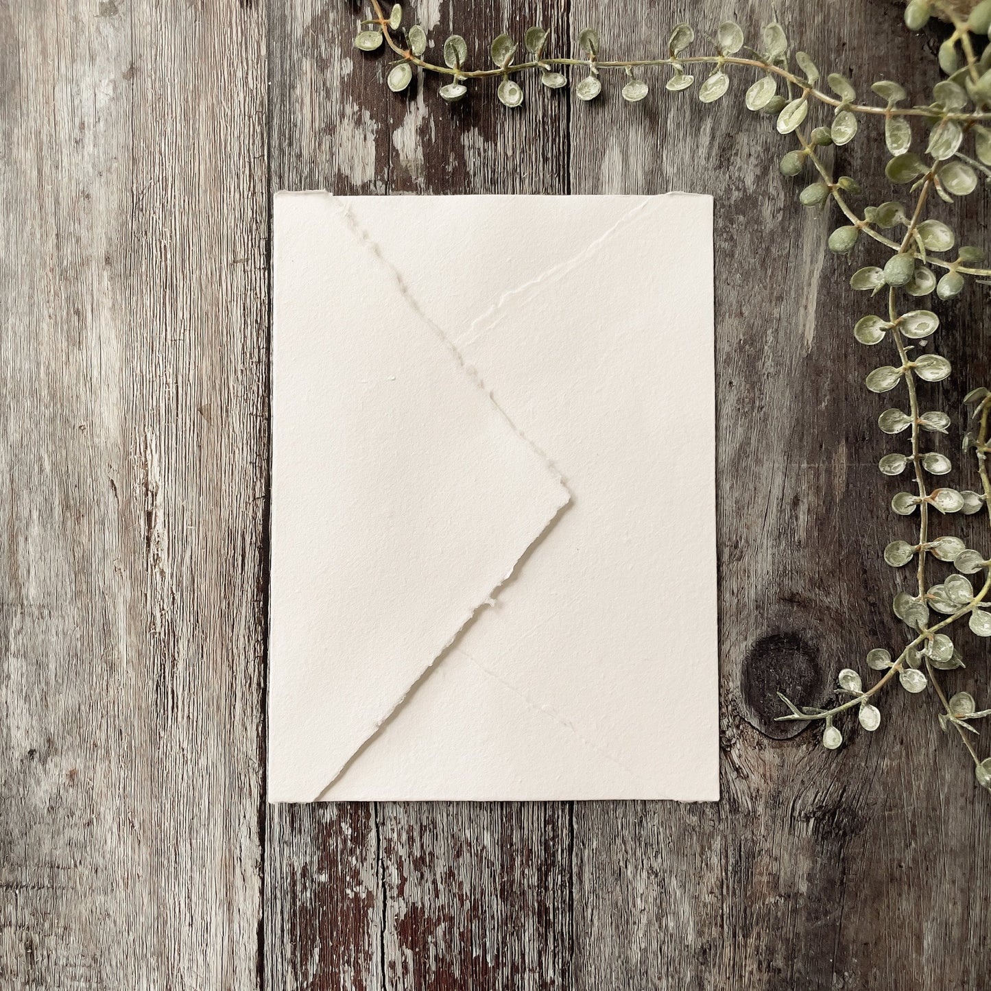 White handmade paper envelope made from recycled cotton rag paper.  Deckle edge envelopes in white.  By The Natural paper Company