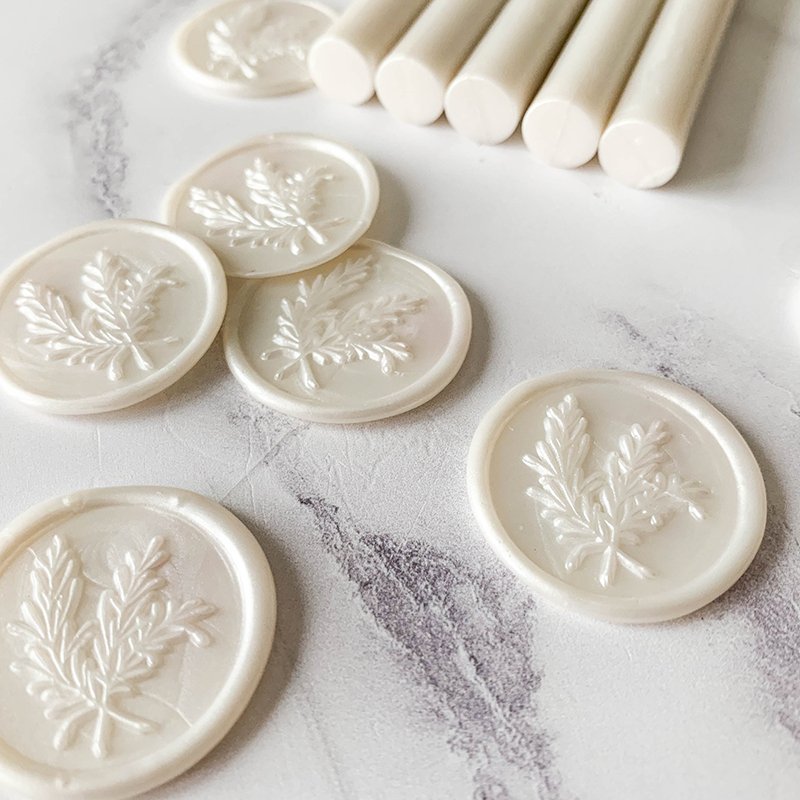 Pearlised ivory sealing wax sticks.  Eco friendly wax seal sticks to use with a glue gun or melting spoon.  By The Natural Paper Company