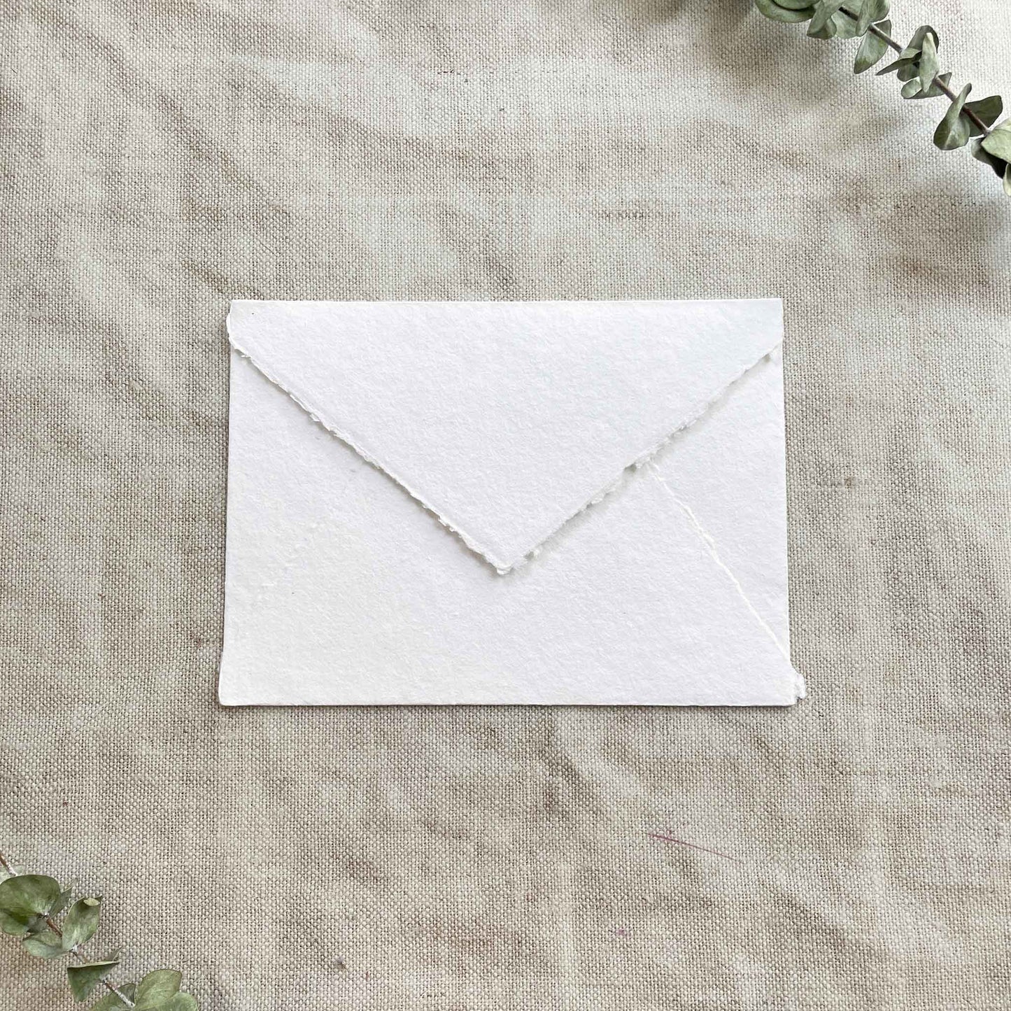 5x7 invitation envelope made from handmade recycled cotton rag paper with deckled edges